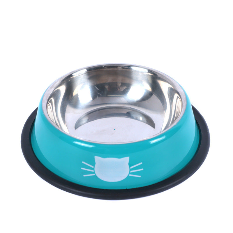 KFX-7019325 Colorful Stainless Steel Non-Slip Pet Bowls for Dogs and Cats - Set of 2/3