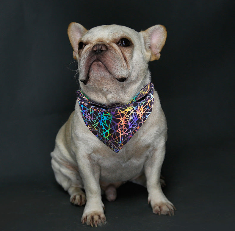 KFX-7020733 Gray Dog Scarf and Saliva Towel - Durable Polyester, Available in 3 Sizes (S, M, L)