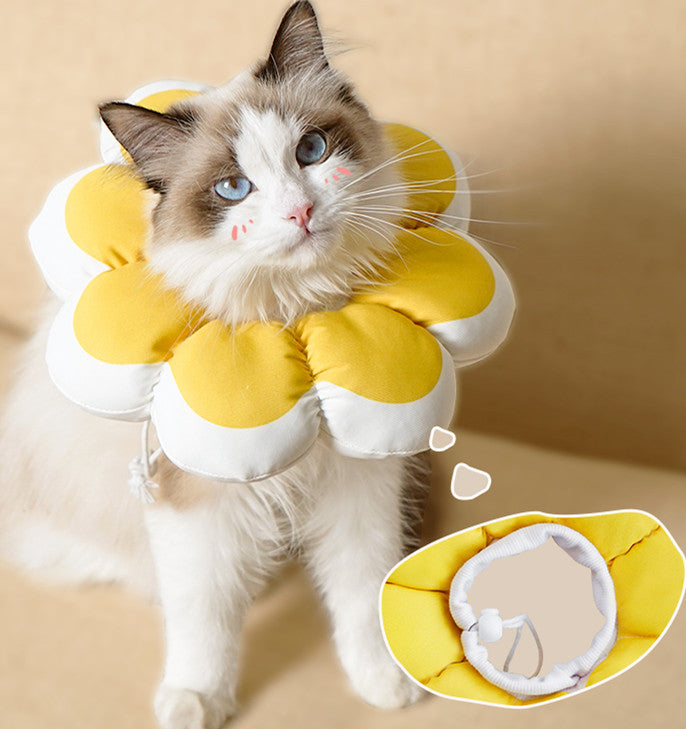 KFX-7021117 Waterproof Anti-Bite Anti-Licking Cat Soft Collar in Stylish Sunflower and Heart Designs