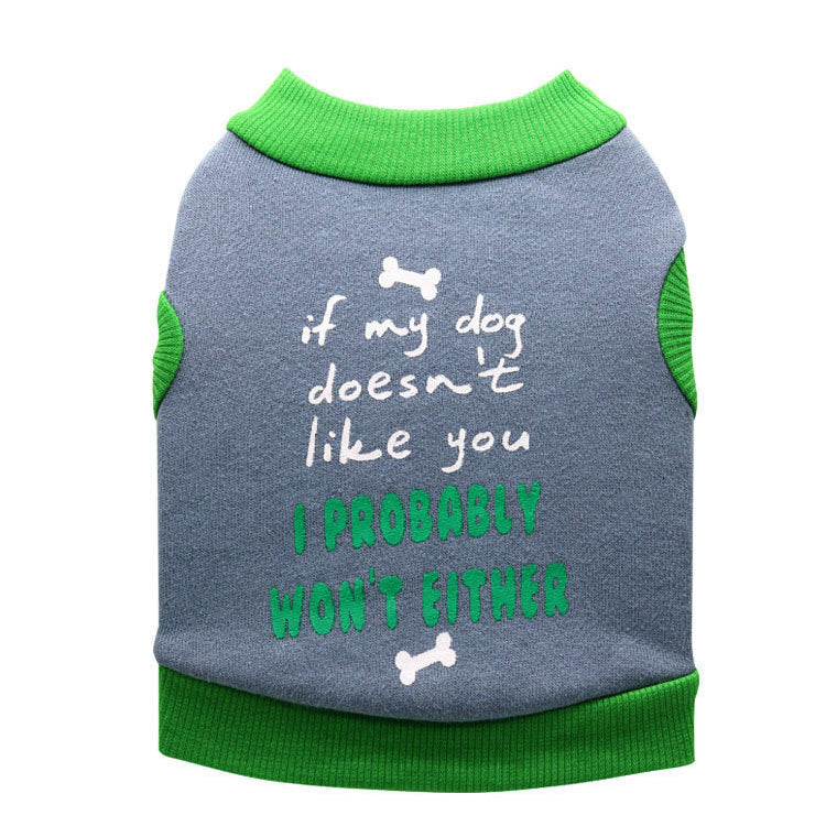 KFX-7021501 Cozy Fleece Vest for Small Dogs in Gray with Green Edge, Perfect for Autumn and Winter