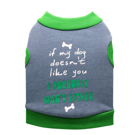 KFX-7021501 Cozy Fleece Vest for Small Dogs in Gray with Green Edge, Perfect for Autumn and Winter