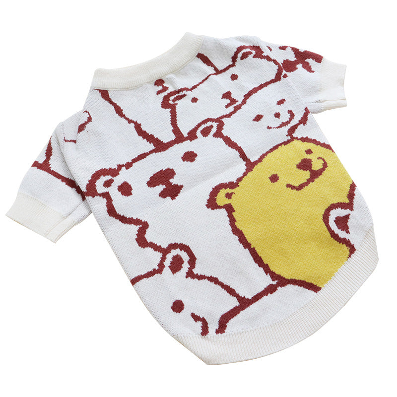 KFX-7023677 Cozy Wool Pug Bulldog Sweater for Autumn and Winter in Milky White