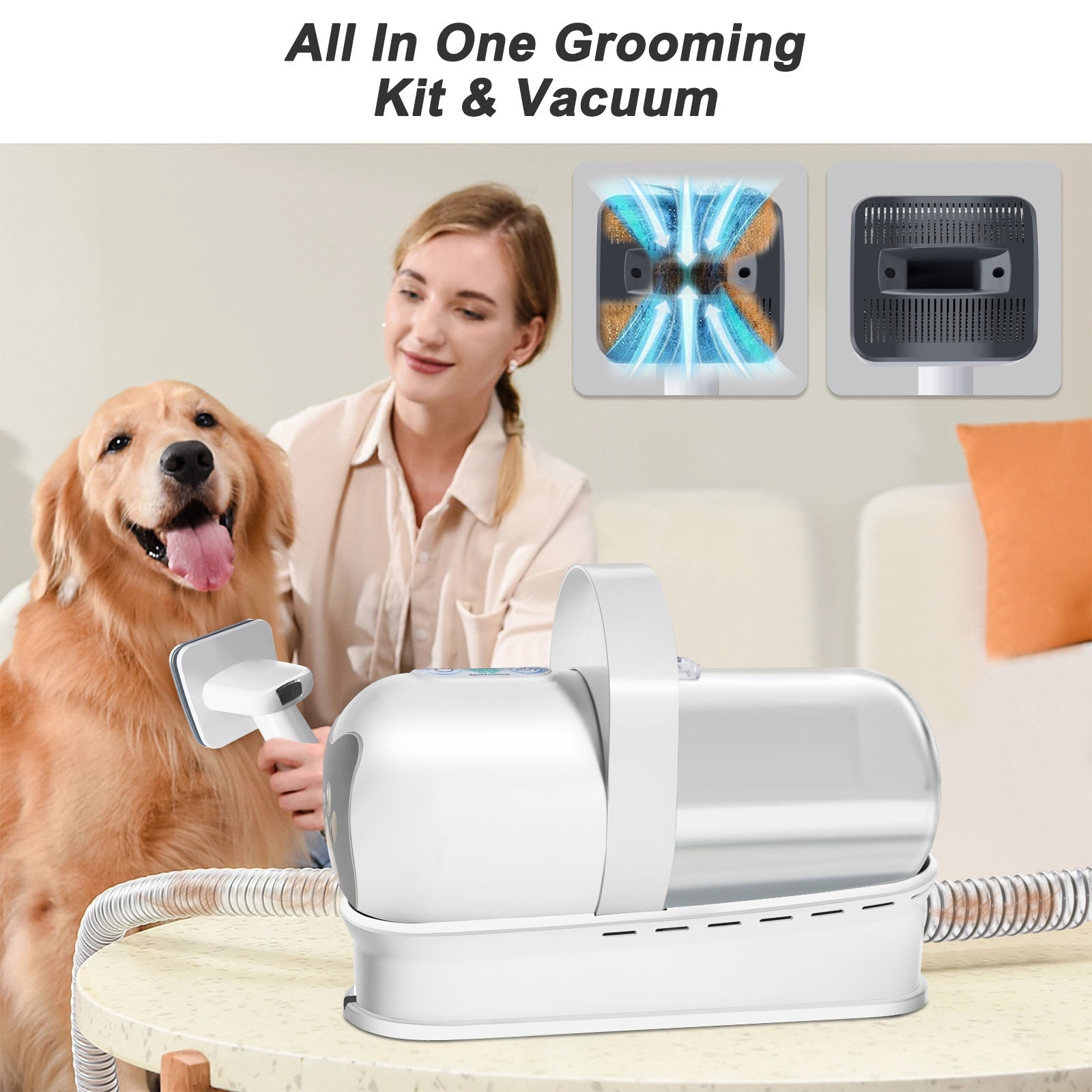 KFX-7024701 7-in-1 Multifunctional Pet Grooming Device with Vacuum Trimming for Dogs