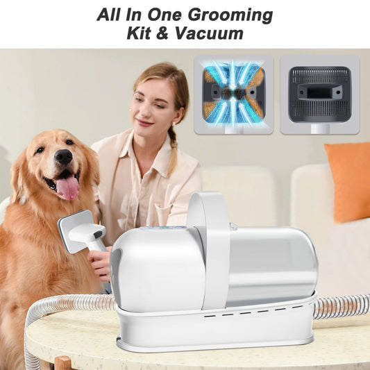 KFX-7024701 7-in-1 Multifunctional Pet Grooming Device with Vacuum Trimming for Dogs
