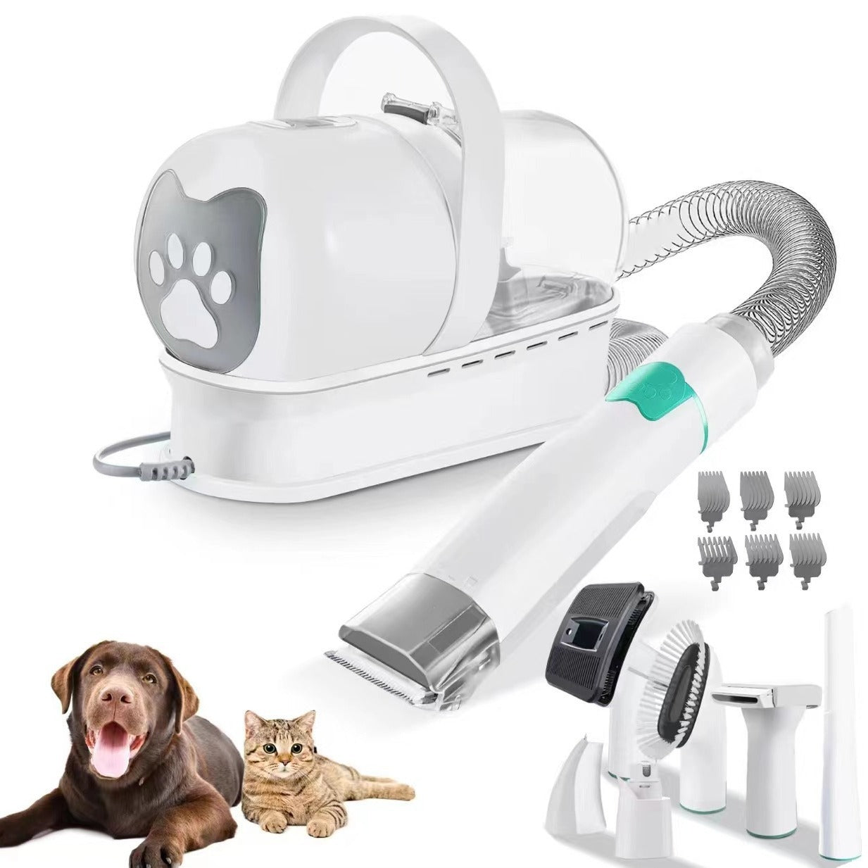 KFX-7024701 7-in-1 Multifunctional Pet Grooming Device with Vacuum Trimming for Dogs