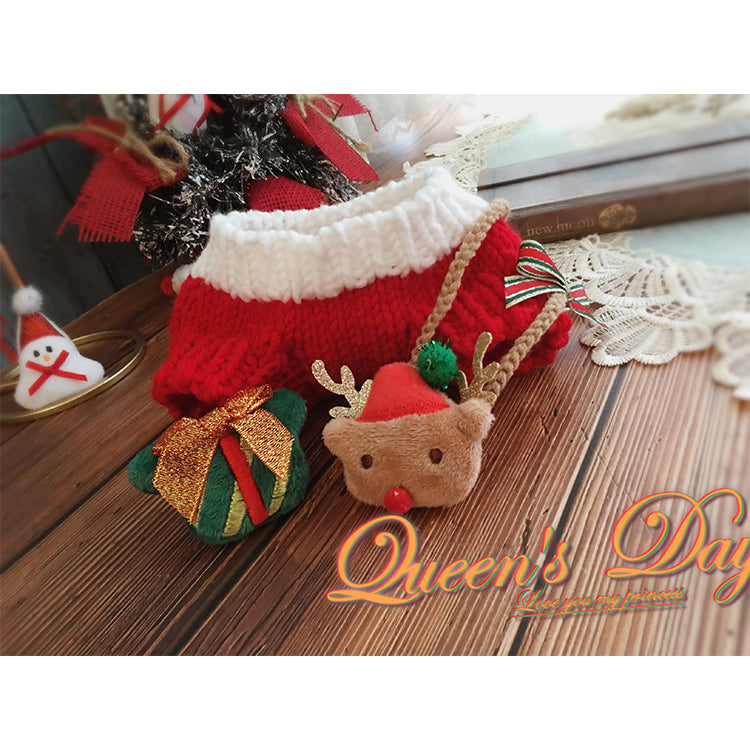 KFX-7026877 Cozy Red Christmas Two-Leg Sweater Set with Gift Box Brooch and Moose Bag