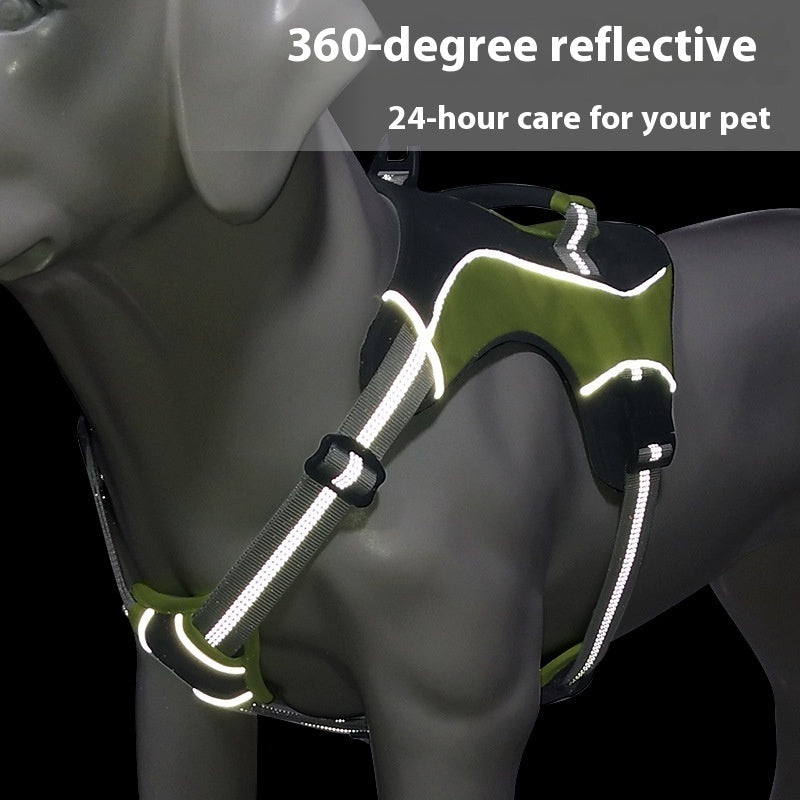 KFX-7028157 Large Dog Harness with Breathable Design and Hand-Holding Rope in Multiple Colors