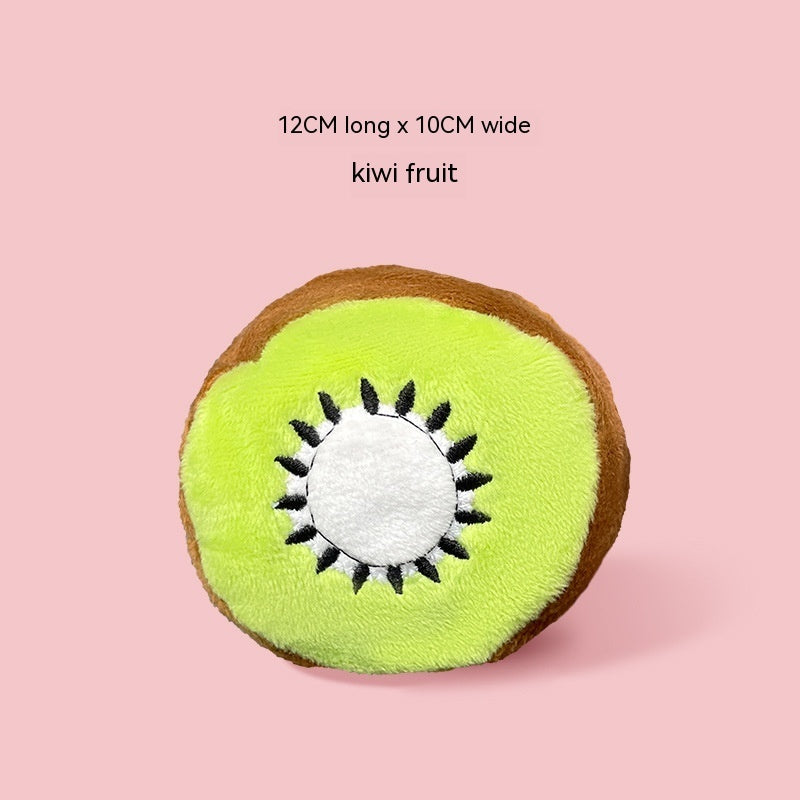 KFX-7028541 Strawberry Chocolate Plush Dog Toy in Strawberry, Green Mango, Kiwi Fruit, and Duck Pear Colors