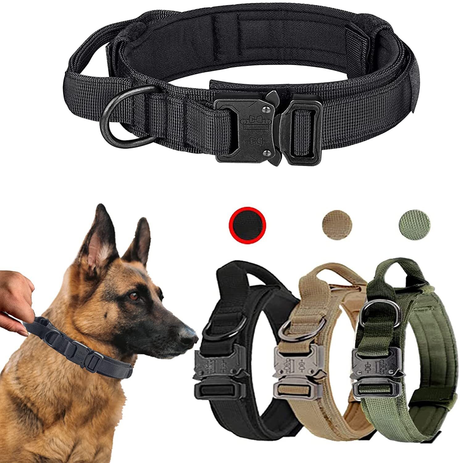 KFX-7030845 Adjustable Polyester Training Collar with Leash for Medium and Large Dogs - All Seasons, Black and Khaki Options