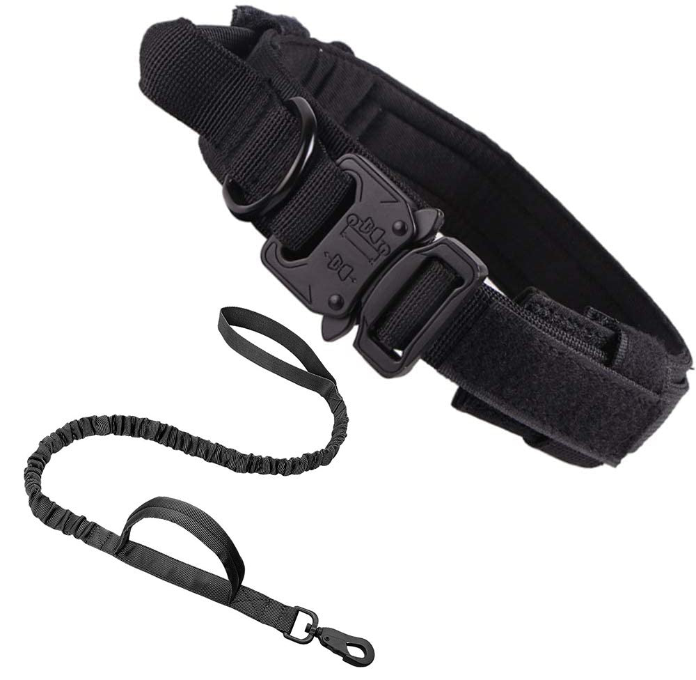 KFX-7030845 Adjustable Polyester Training Collar with Leash for Medium and Large Dogs - All Seasons, Black and Khaki Options