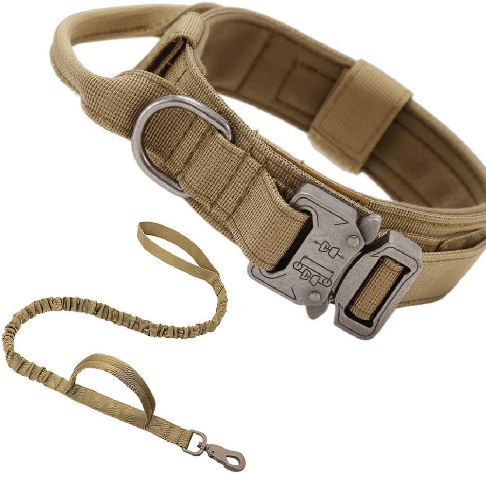KFX-7030845 Adjustable Polyester Training Collar with Leash for Medium and Large Dogs - All Seasons, Black and Khaki Options