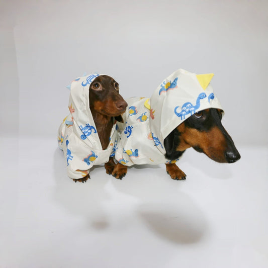 KFX-7033405 Dinosaur Design Splash-Proof Pet Raincoat for Spring and Summer, Multiple Sizes Available