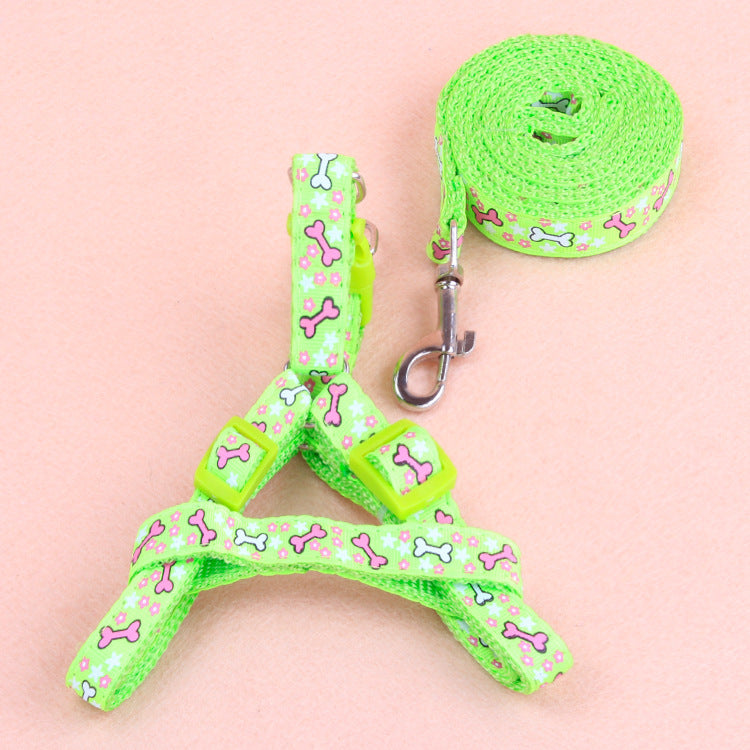 KFX-7033917 Colorful Patch Traction Rope Set for Dogs and Cats - Durable Nylon Chest Harness and Leash