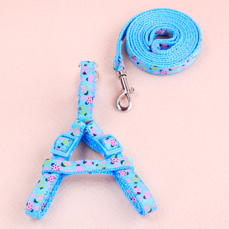 KFX-7033917 Colorful Patch Traction Rope Set for Dogs and Cats - Durable Nylon Chest Harness and Leash