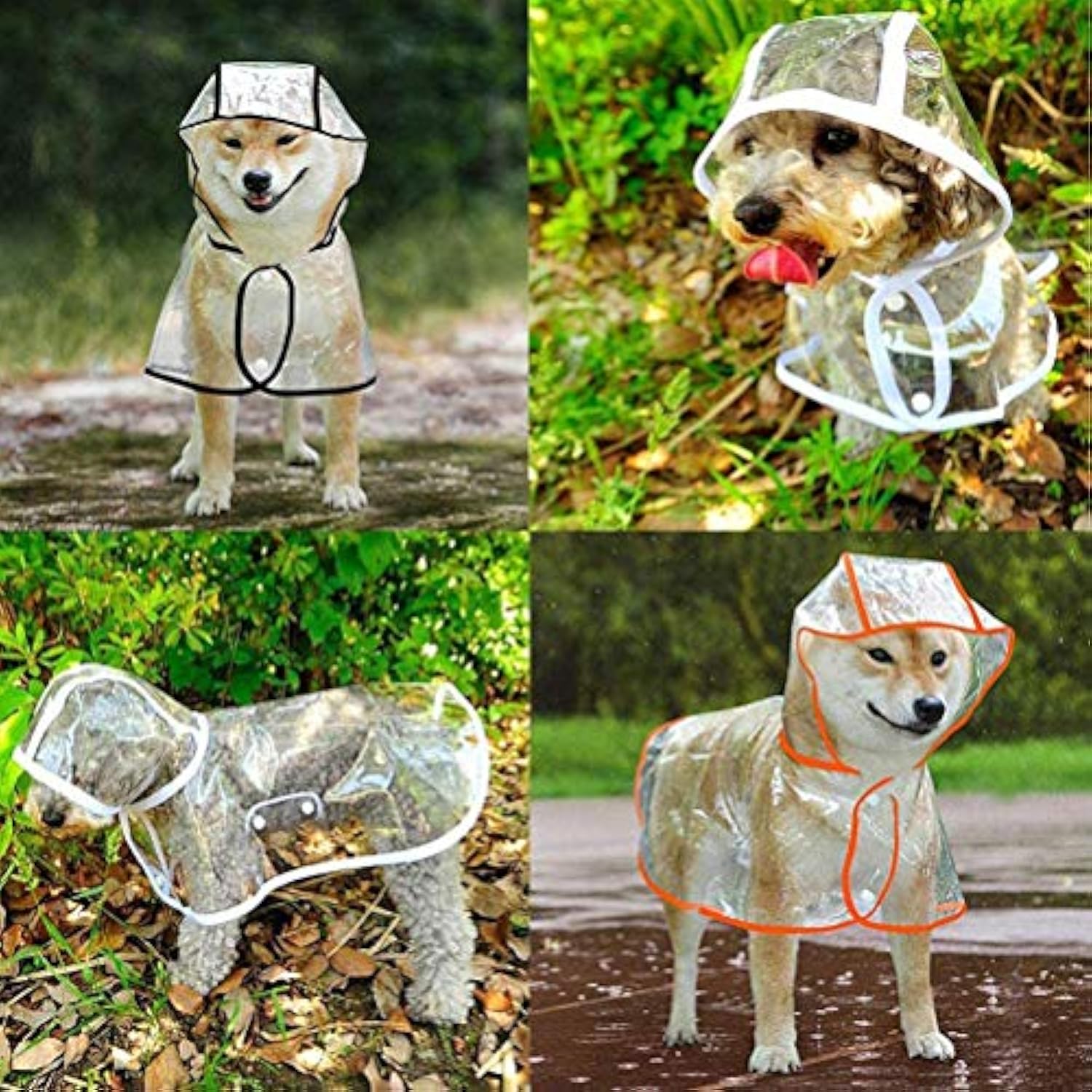 KFX-7034301 Transparent Waterproof Raincoat for Small to Medium Dogs with Hood - Lightweight EVA Fabric in Multiple Colors