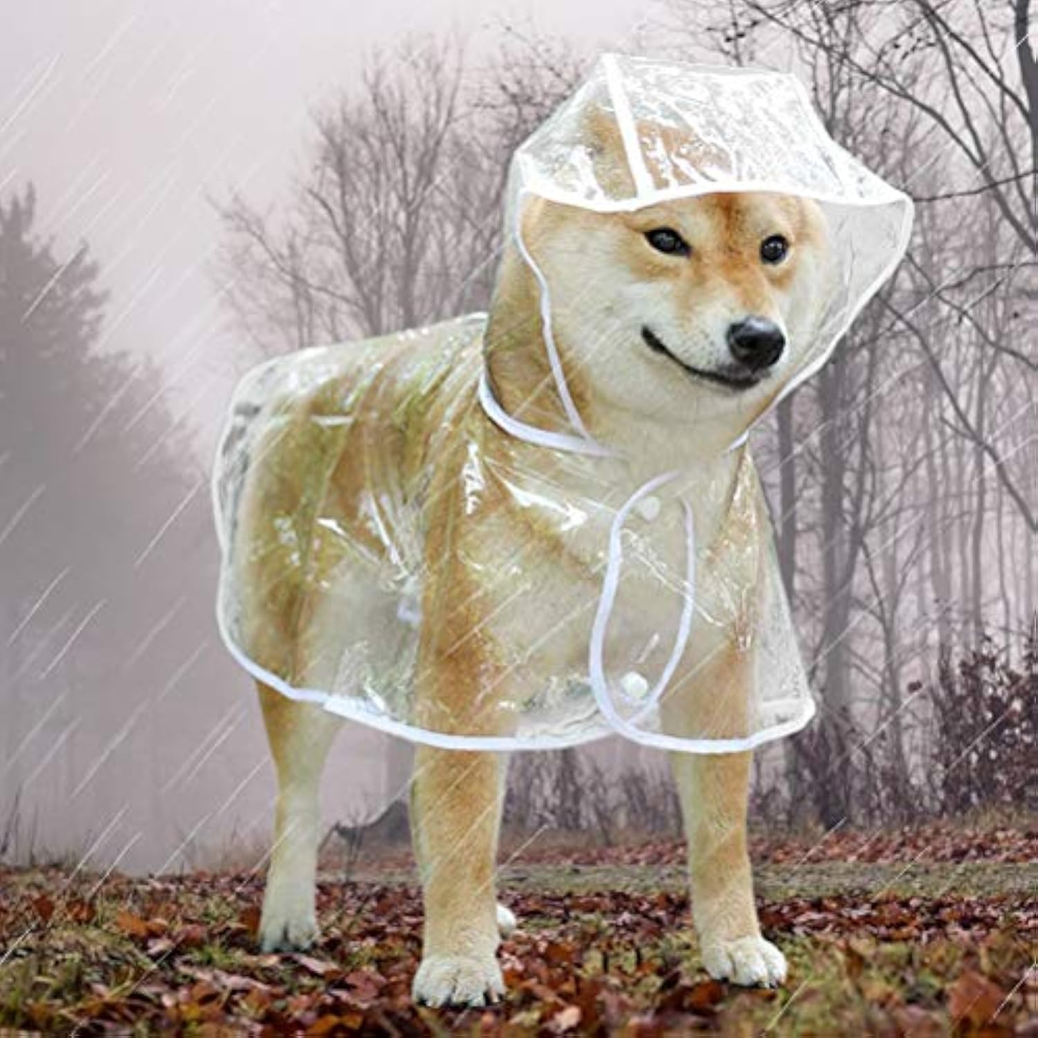 KFX-7034301 Transparent Waterproof Raincoat for Small to Medium Dogs with Hood - Lightweight EVA Fabric in Multiple Colors