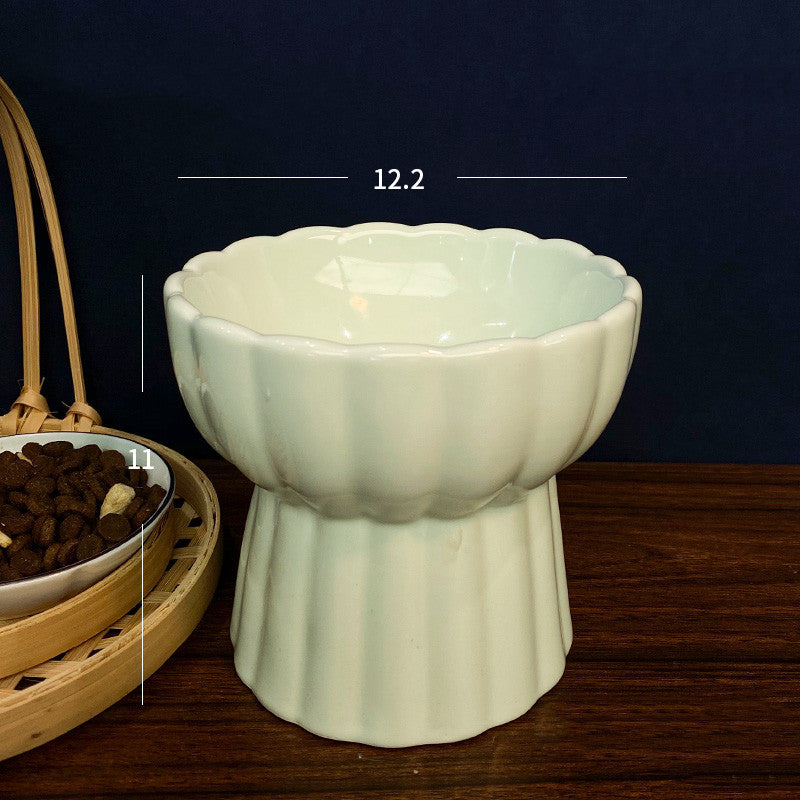 KFX-7034813 Ceramic Pet Bowl with Anti-Overturn Protection and Stylish Petal Shape