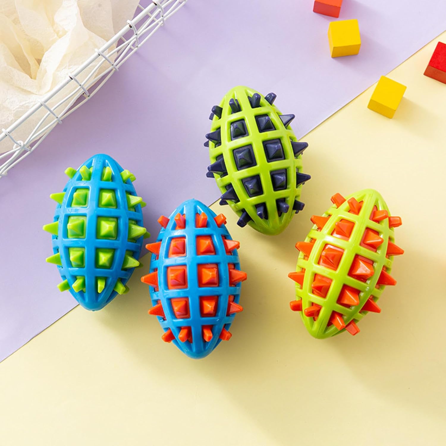 KFX-7036093 Indestructible Dog Teether Ball with Dental Cleaning Texture for Interactive Play