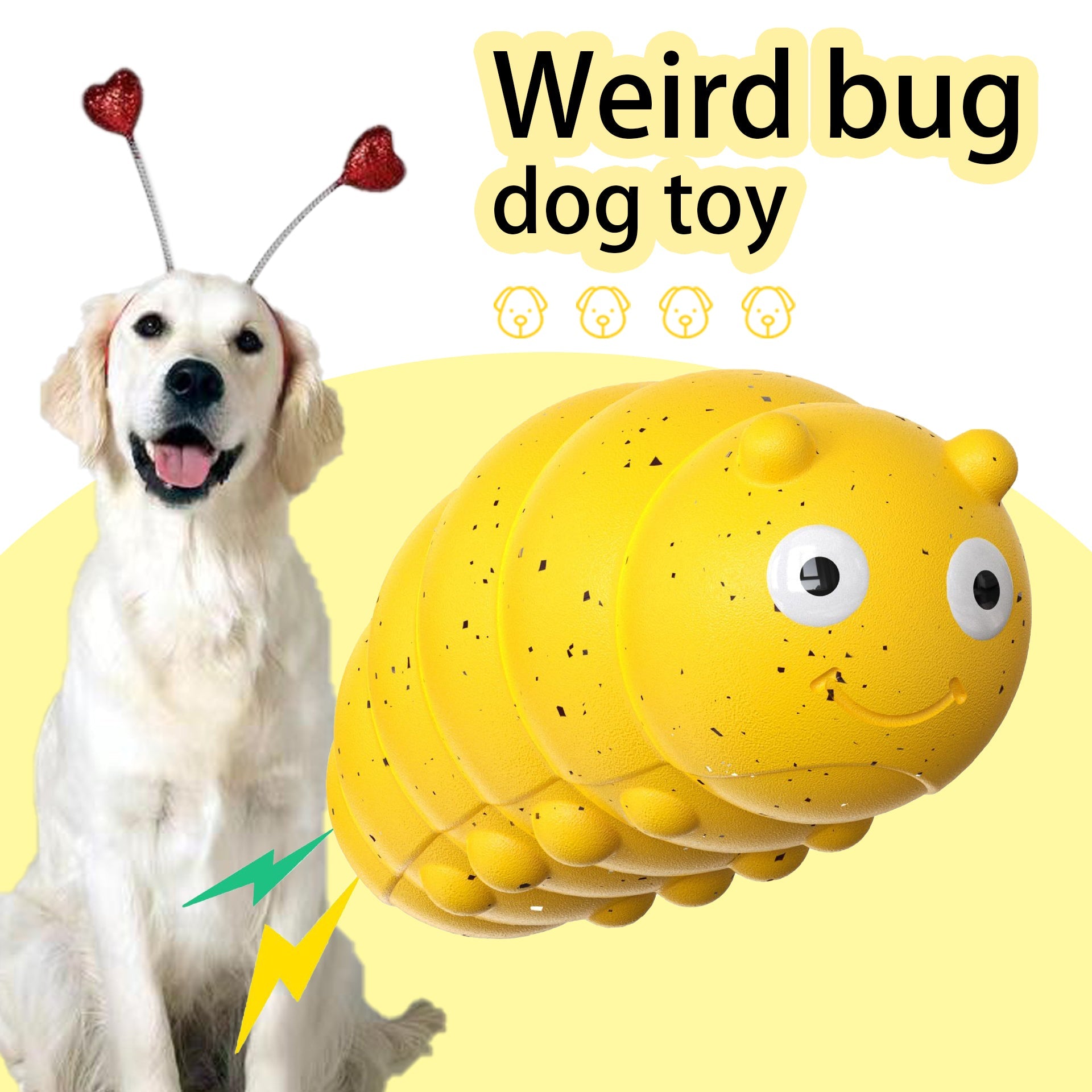 KFX-7037885 Teething Dog Toy with Sound-Activated Barking Bug for Engaging Play