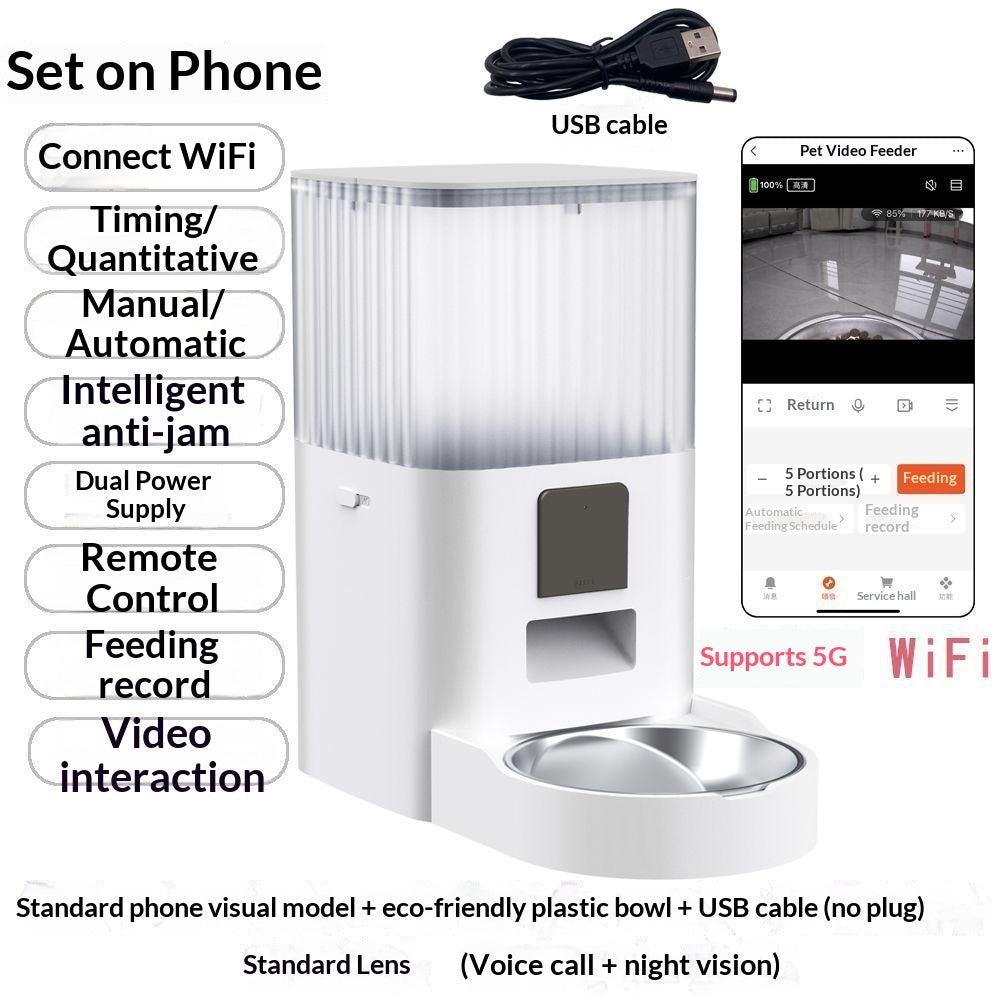 KFX-7038397 Smart Remote Pet Feeder with Schedule, Monitoring, and Voice Control Options