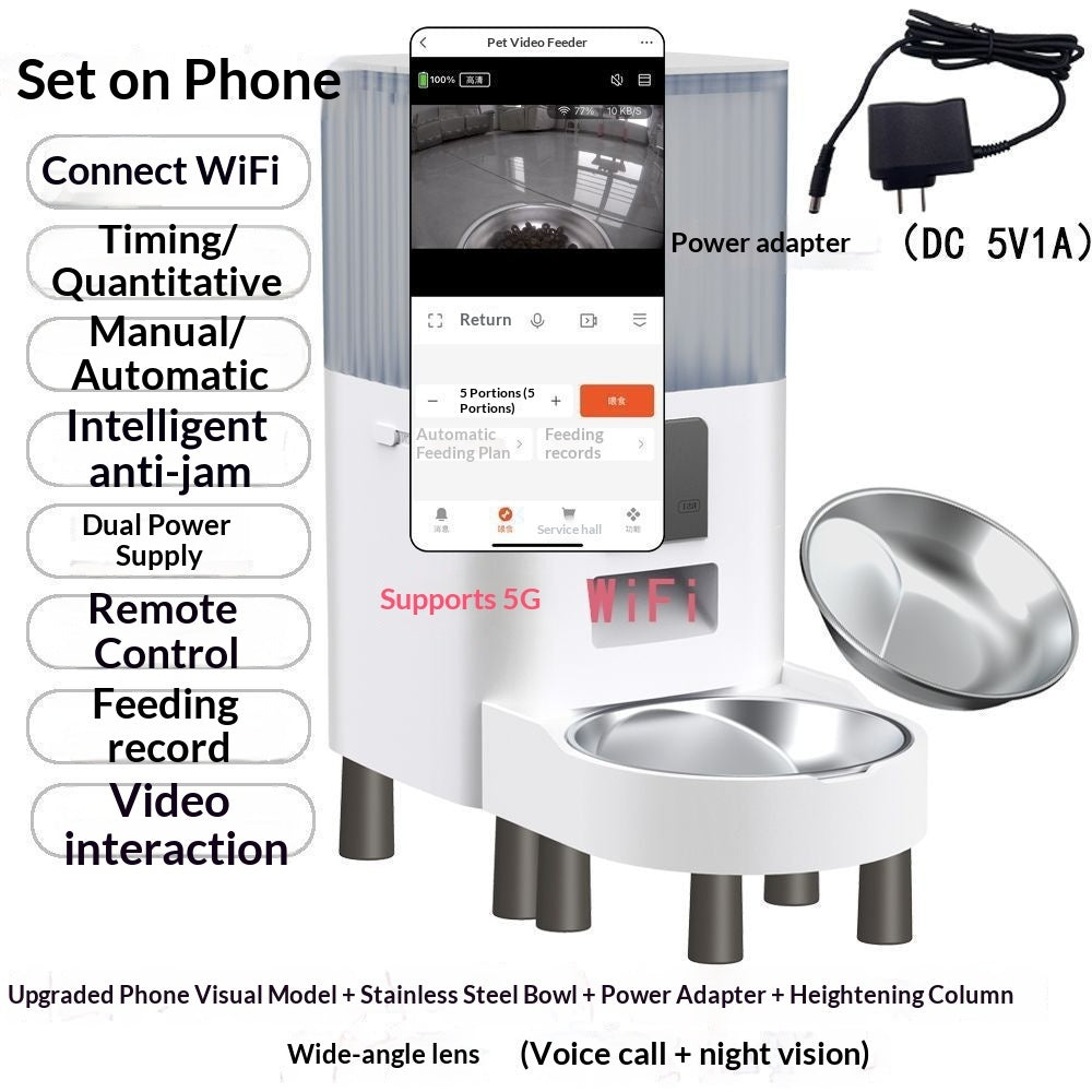 KFX-7038397 Smart Remote Pet Feeder with Schedule, Monitoring, and Voice Control Options