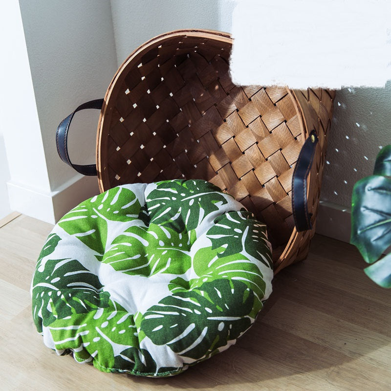 KFX-7038653 Bamboo Rattan Cat Bed House - Hand-Woven Pet Nest with High Resilience Cushion