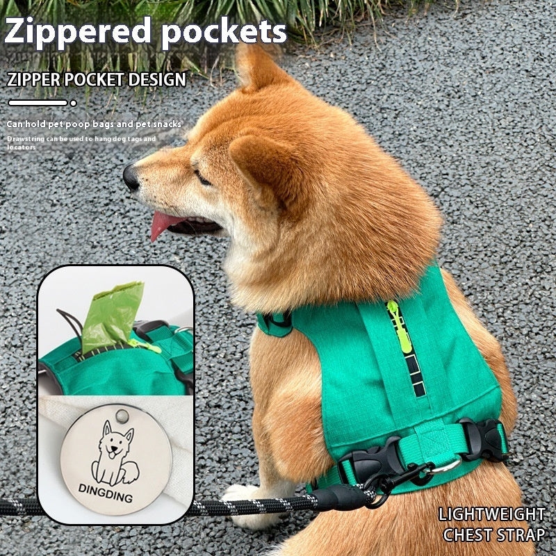 KFX-7040189 Lightweight Dog Travel Chest Strap with Zipper Pocket in Multiple Colors