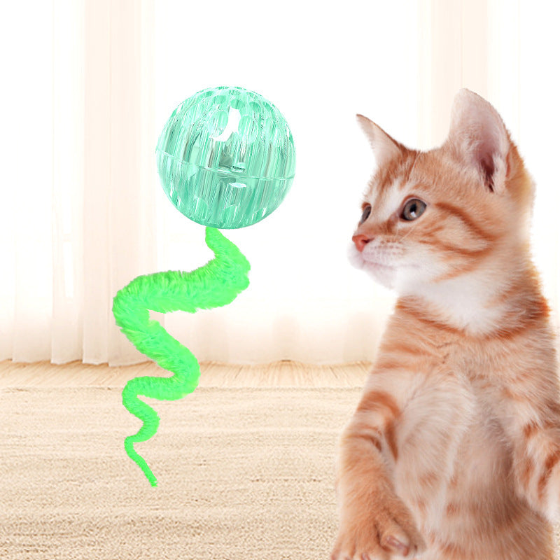 KFX-7041853 Interactive Cat Bouncy Ball Toy with Tail for Indoor Play - Safe and Engaging for Cats and Kittens