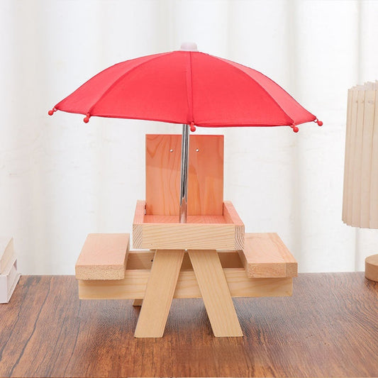KFX-7044157 Wooden Outdoor Chipmunk Feeder with Bench and Umbrella, Pine Material