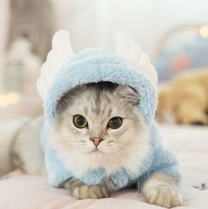 KFX-7044541 Adorable Cotton Cat Clothes for Kittens – Cute Pink Rabbit, Brown Bear, Tsundere Mini, Angel Wings Styles