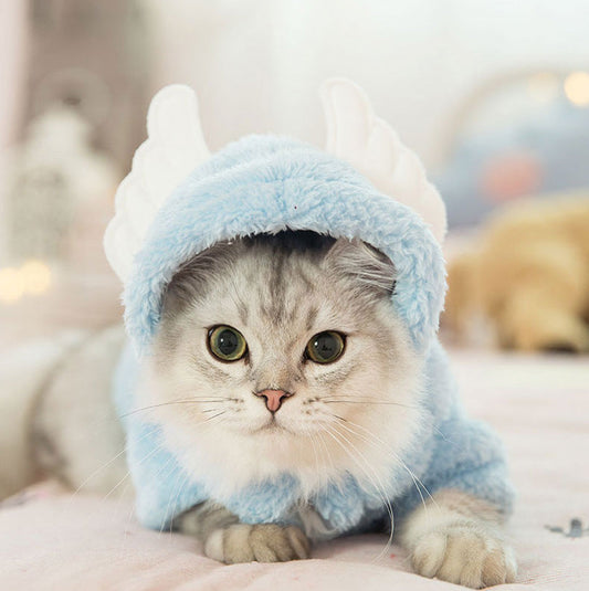 KFX-7044541 Adorable Cotton Cat Clothes for Kittens – Cute Pink Rabbit, Brown Bear, Tsundere Mini, Angel Wings Styles