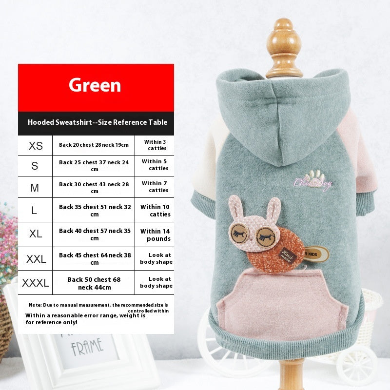 KFX-7045437 Cozy Cotton Pet Sweatshirt in Brown, Green, and Pink - Multiple Sizes Available