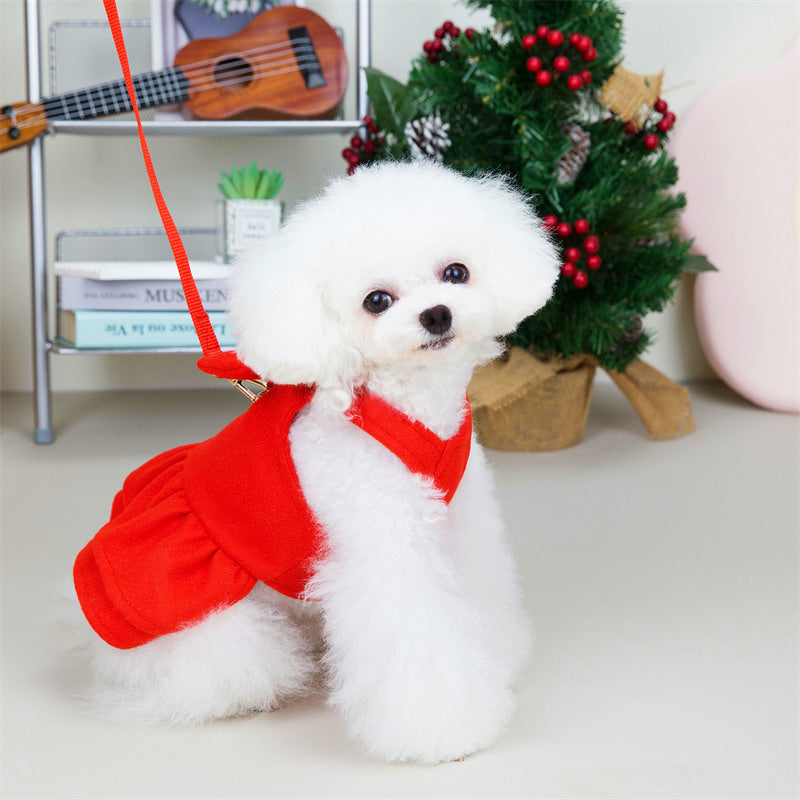 KFX-7045949 Thick Wool Bow-Knot Skirt for Pets - Festive Christmas Apparel in Sizes S to XXL