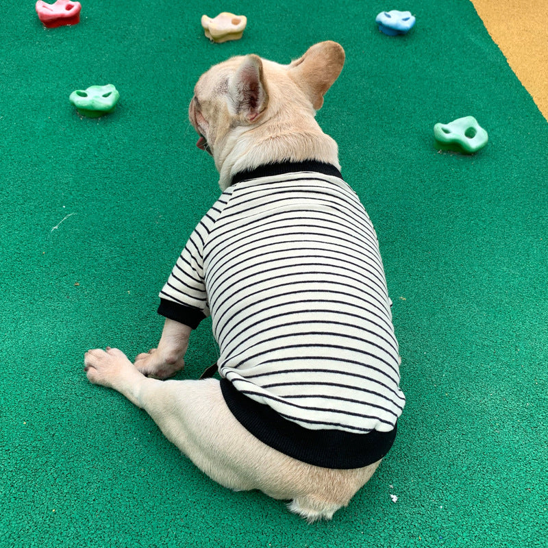 KFX-7046717 Striped Cotton T-Shirt for Small Dogs and Cats in Casual Style, Available in Various Colors and Sizes