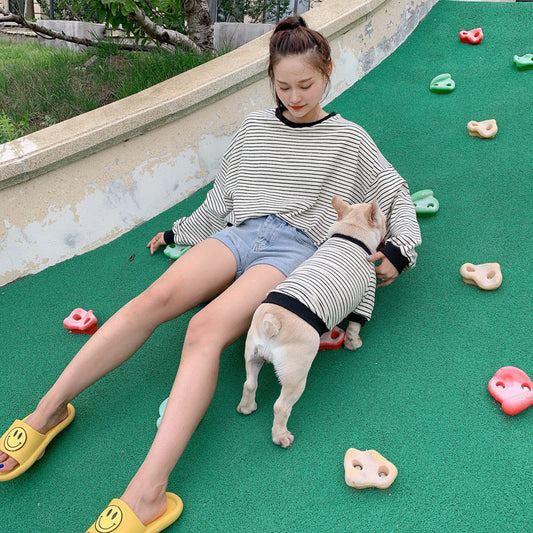 KFX-7046717 Striped Cotton T-Shirt for Small Dogs and Cats in Casual Style, Available in Various Colors and Sizes