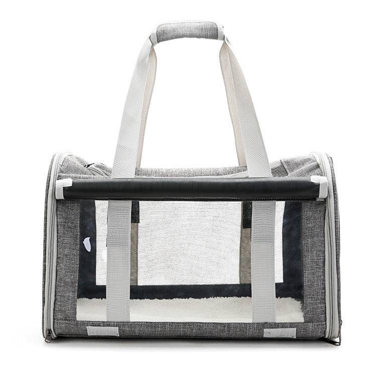 KFX-7049789 Foldable Transparent Pet Carrier Bag for Cats and Dogs, Breathable Oxford Cloth, Medium Soft Design