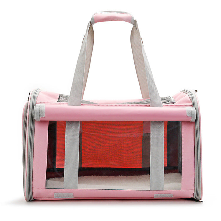 KFX-7049789 Foldable Transparent Pet Carrier Bag for Cats and Dogs, Breathable Oxford Cloth, Medium Soft Design