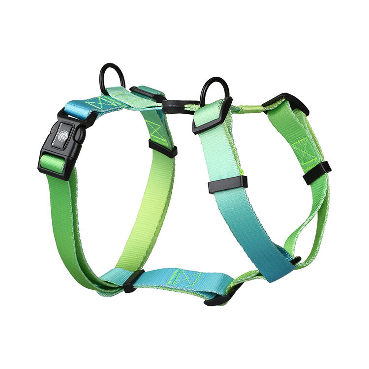 KFX-7049917 Gradient Color Pet Chest Straps - Polyester in Purple, Blue Sea, Neon, Green Mountains, Sizes S, M, L