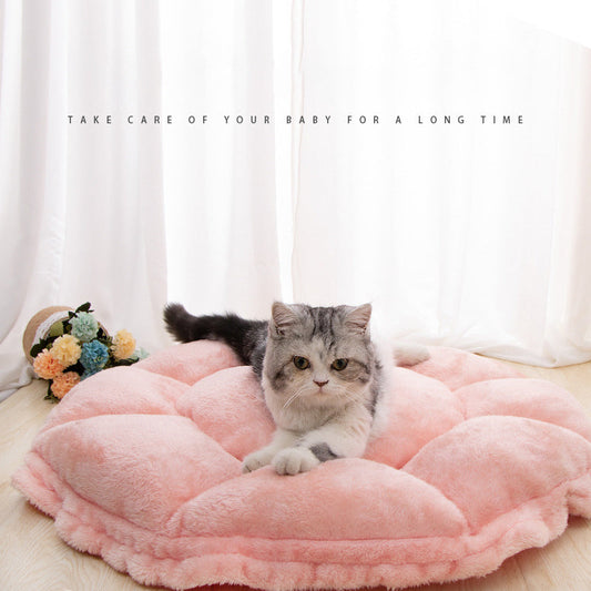KFX-7050173 Cozy Pomeranian Pet Sleeping Pad with Floral Design – Soft Nest for Cats and Small Dogs, 55cm & 65cm Sizes