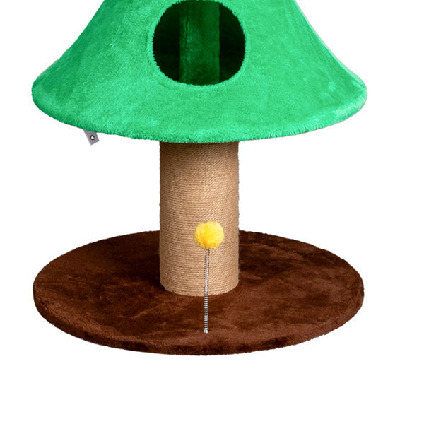 KFX-7051581 Large 59in Christmas Tree Cat Tower with 2 Cat Condos, Scratching Post, and Teaser Toy for Indoor Cats