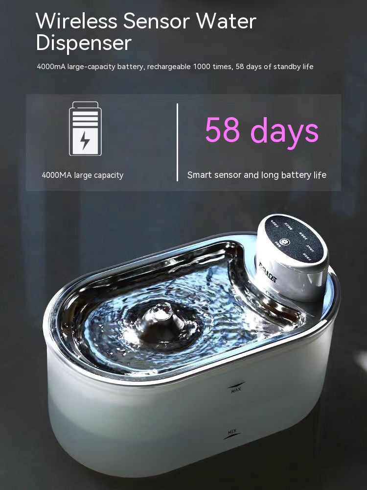 KFX-7051965 Intelligent Wireless Pet Water Dispenser with Stainless Steel Plate for Cats and Dogs