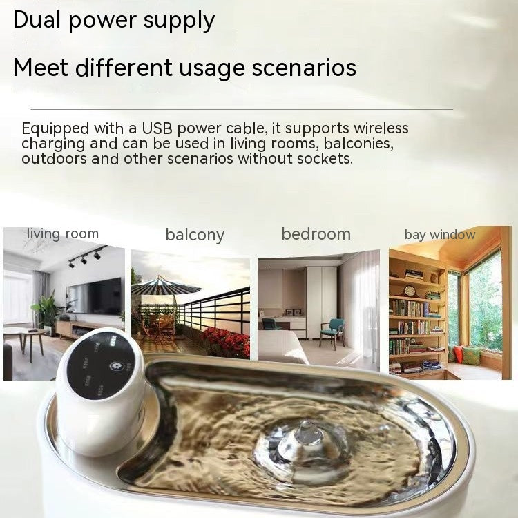KFX-7051965 Intelligent Wireless Pet Water Dispenser with Stainless Steel Plate for Cats and Dogs