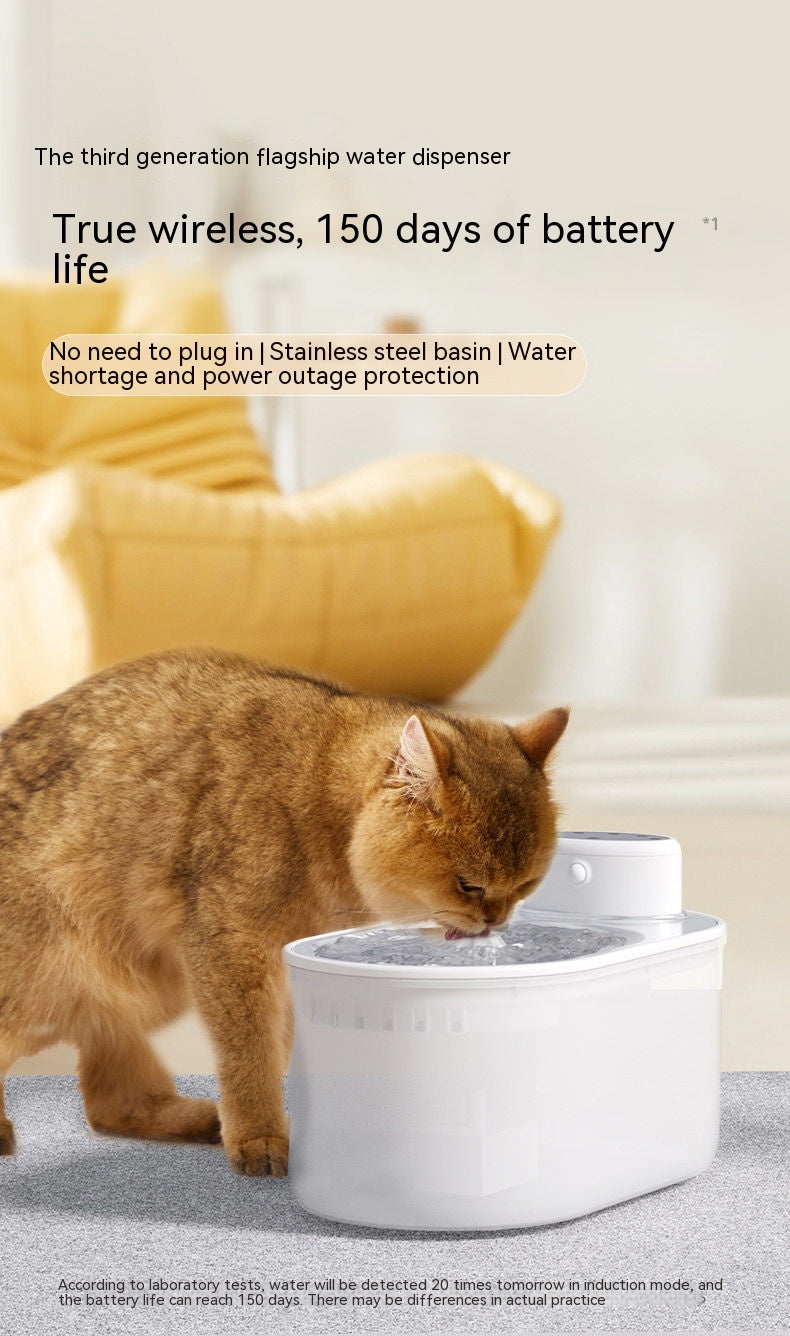 KFX-7051965 Intelligent Wireless Pet Water Dispenser with Stainless Steel Plate for Cats and Dogs