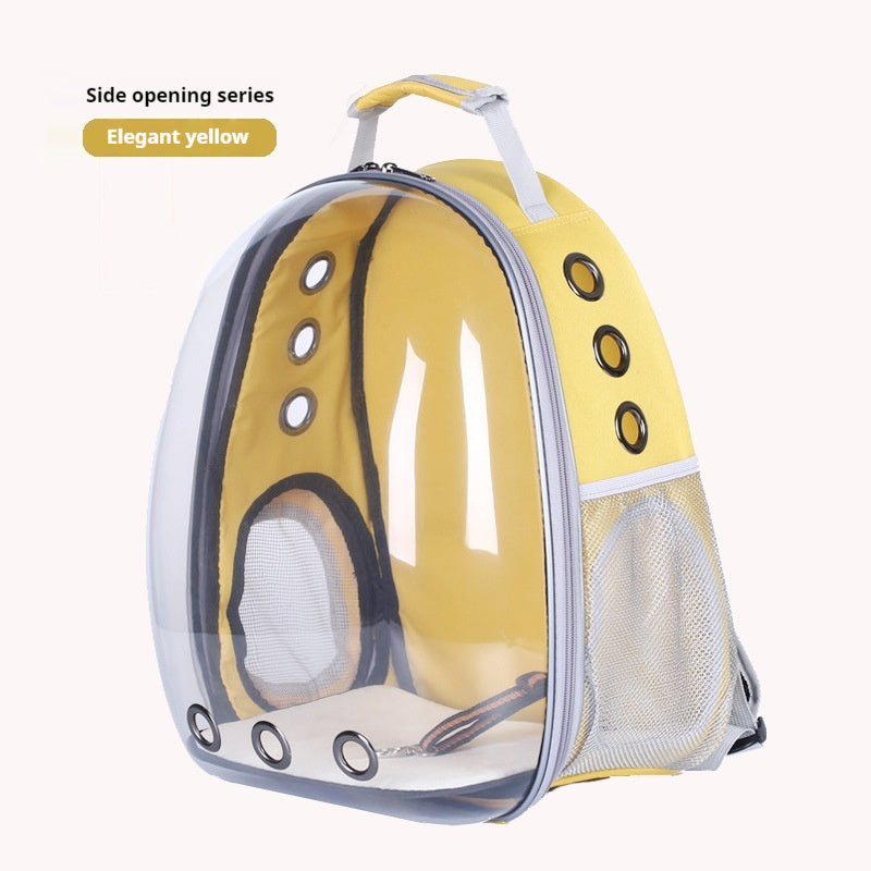KFX-7052349 Transparent Panoramic Four Seasons Universal Pet Backpack with Side Opening - Breathable Design in Various Colors