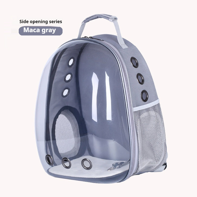 KFX-7052349 Transparent Panoramic Four Seasons Universal Pet Backpack with Side Opening - Breathable Design in Various Colors
