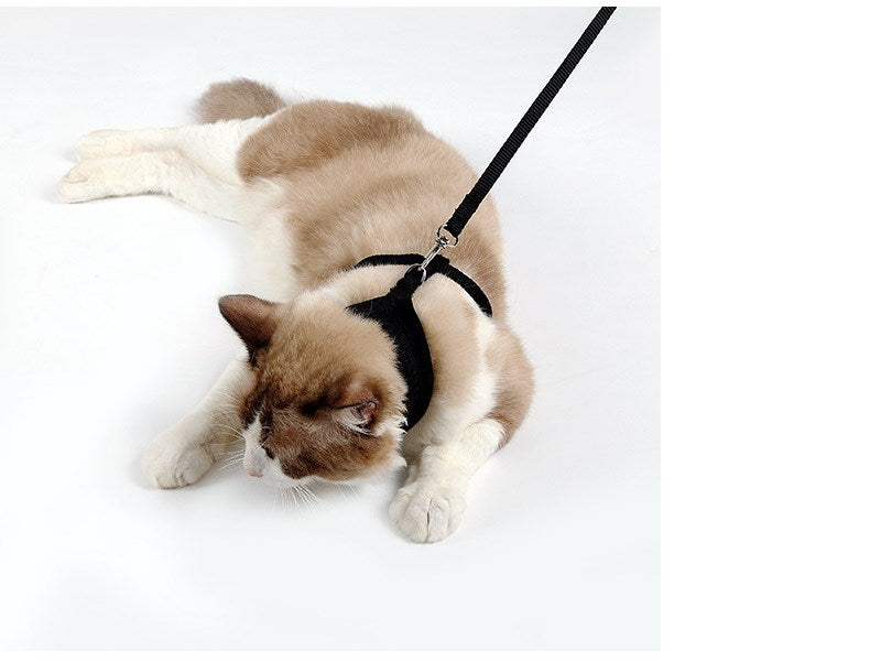 KFX-7055165 Comfortable Anti-Skid Cat Harness with Mesh Design and Leash