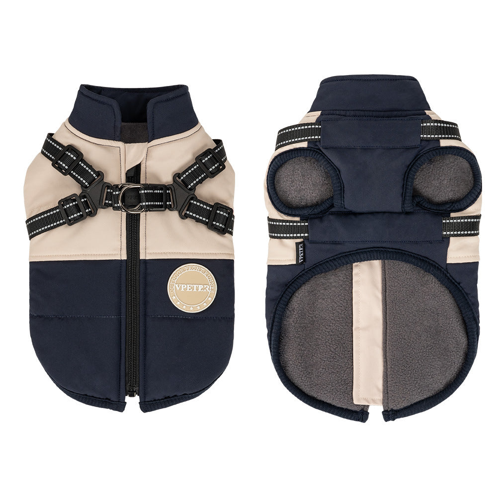 KFX-7056445 Windproof Navy Blue Dog Jacket for All Sizes: S to 8XL, Polyester Material