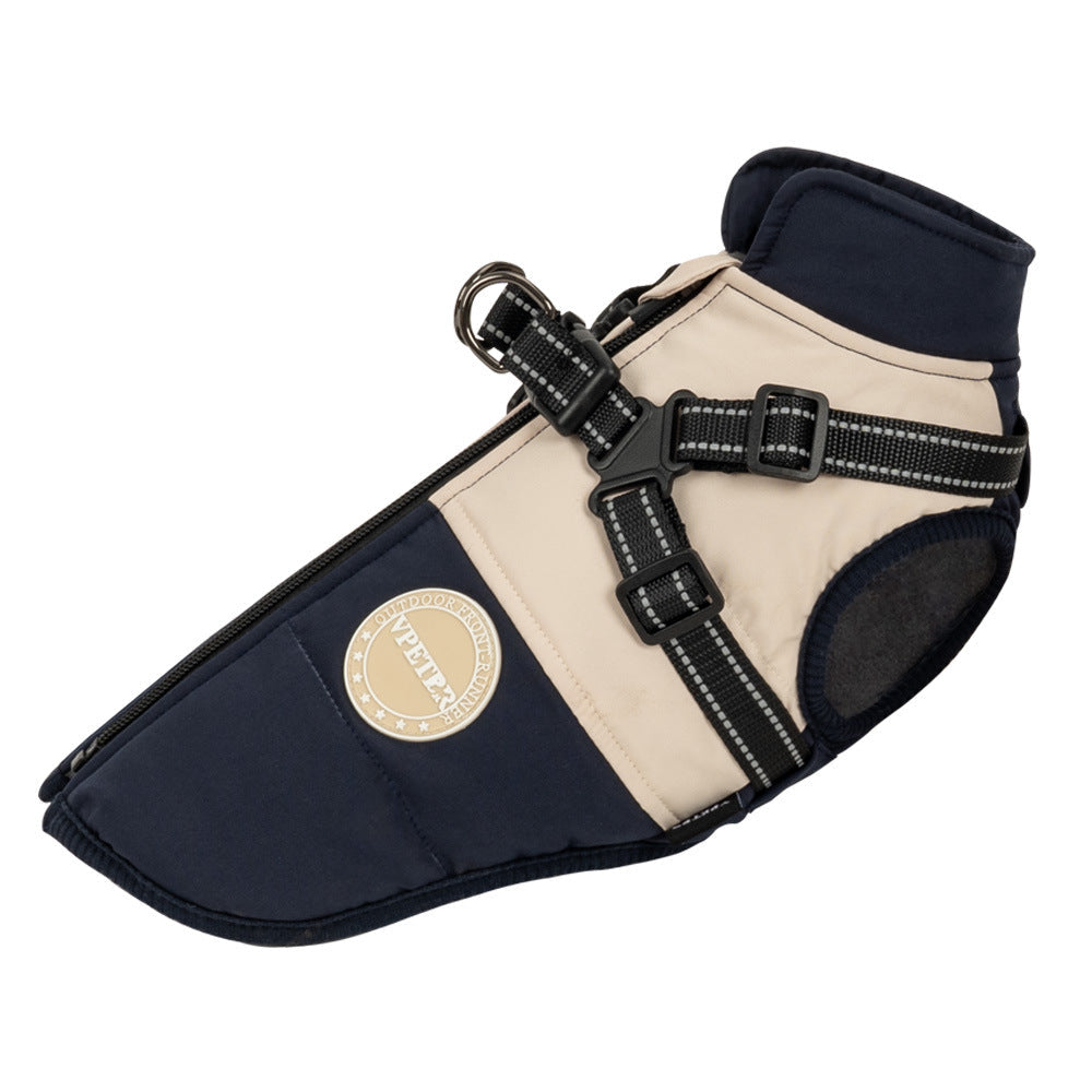 KFX-7056445 Windproof Navy Blue Dog Jacket for All Sizes: S to 8XL, Polyester Material