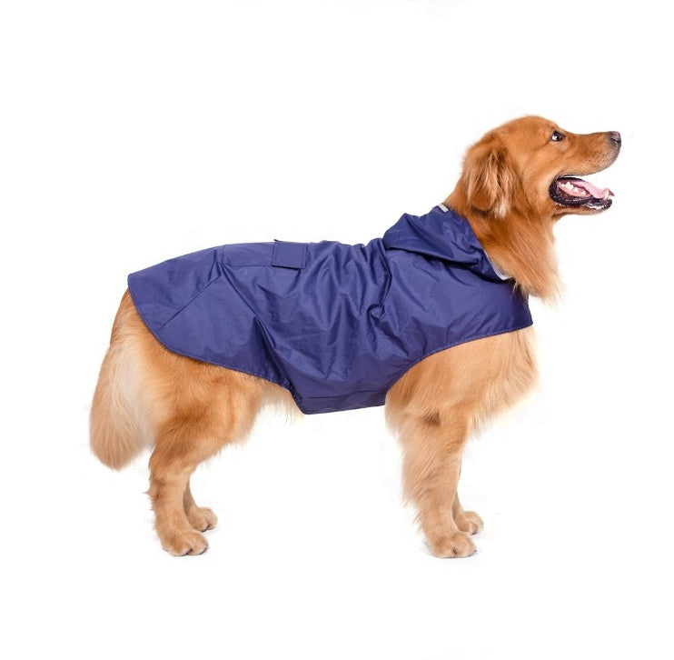 KFX-7060029 Reflective Waterproof Hooded Raincoat Poncho for Big Dogs - Two-Legged Design