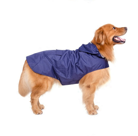 KFX-7060029 Reflective Waterproof Hooded Raincoat Poncho for Big Dogs - Two-Legged Design